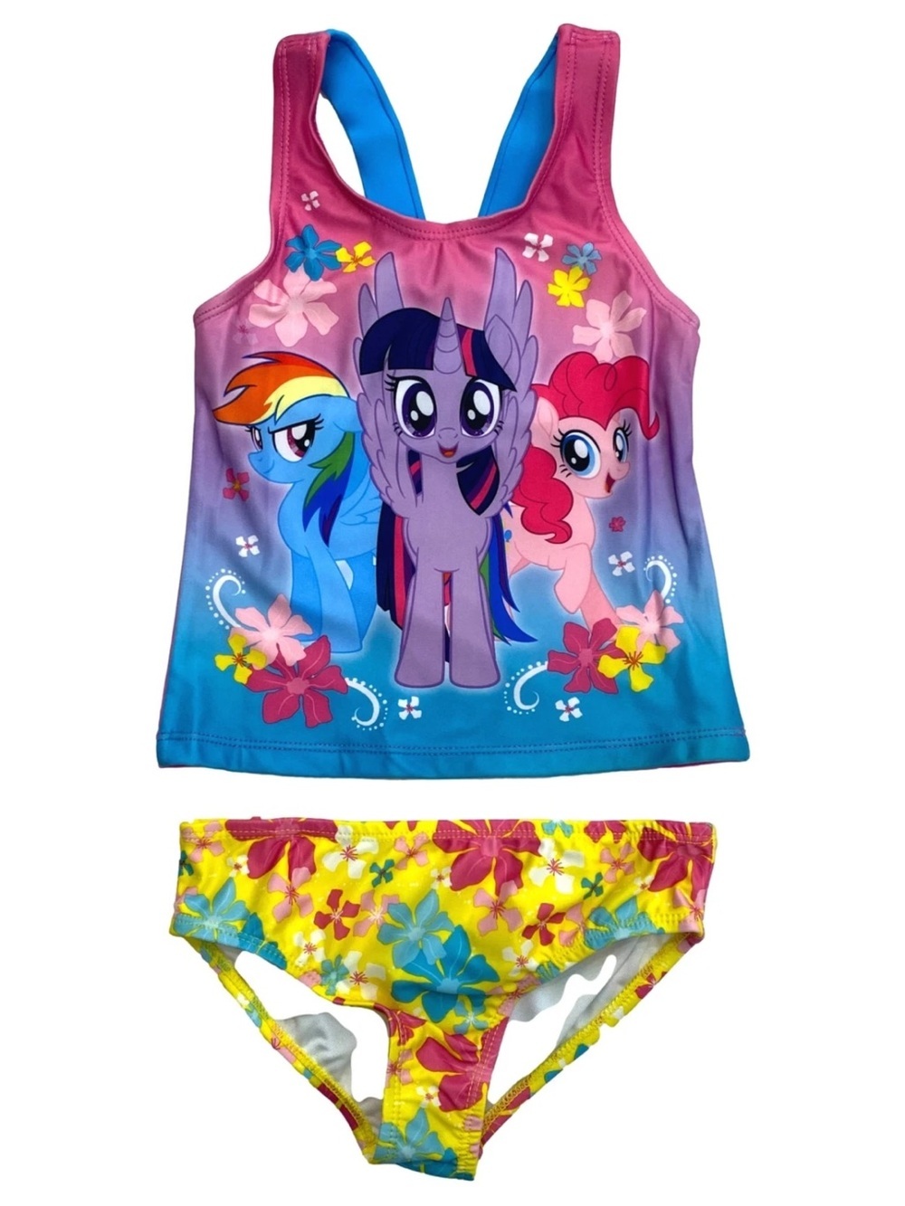 My Little Pony Pink, Blue & Yellow Girls' Two-Piece Swim Set